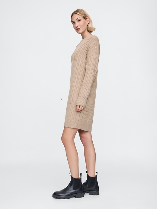 Image number 3 showing, CashSoft Cable-Knit Mini Sweater Dress