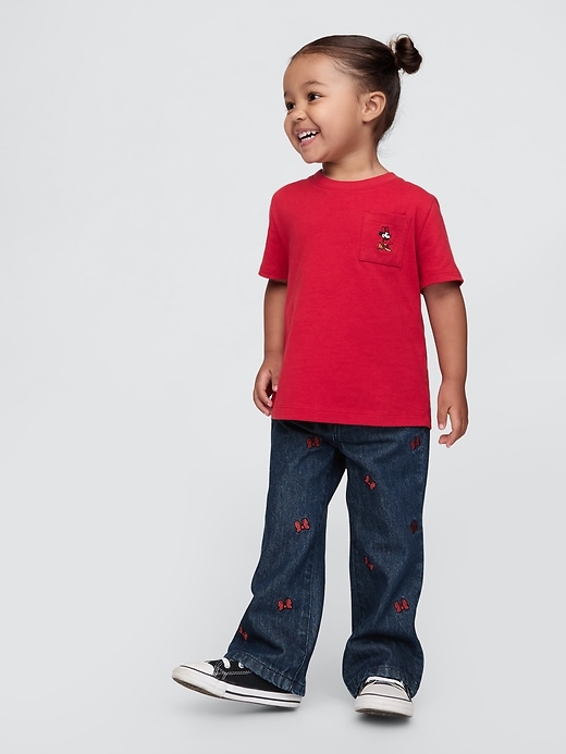 Image number 1 showing, Gap × Disney Baby Minnie Mouse Embroidered Stride Jeans