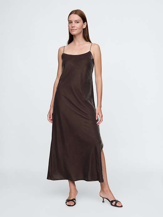 Image number 1 showing, Recycled Velvet Maxi Slip Dress