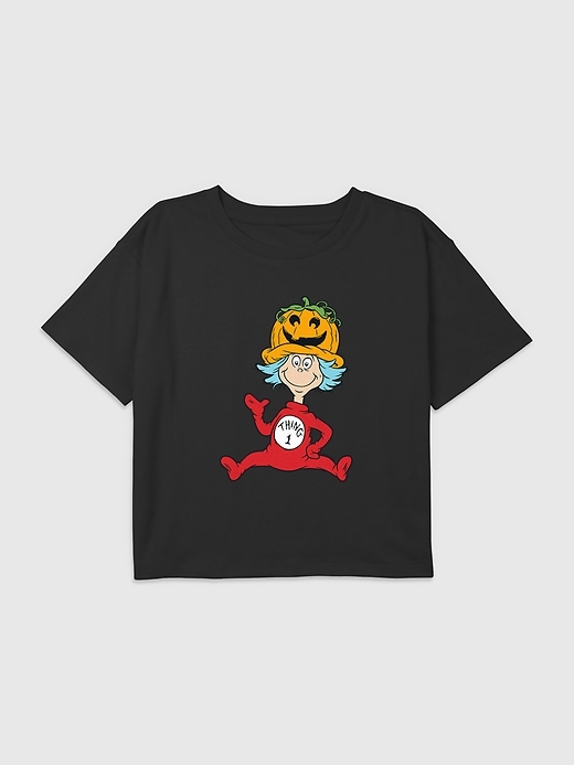 Image number 1 showing, Kids Dr. Seuss Pumpkin Hat Thing 1 Graphic Boxy Crop Tee