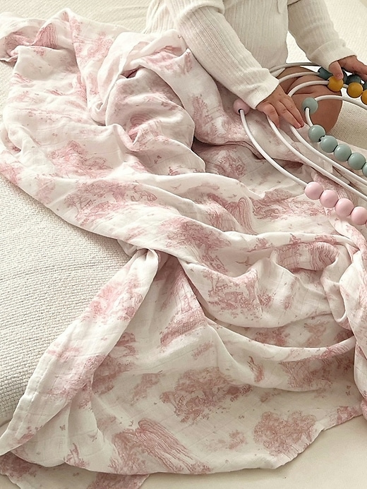 Image number 5 showing, The Gilded Bird Spring Toile Organic Cotton Muslin Swaddle