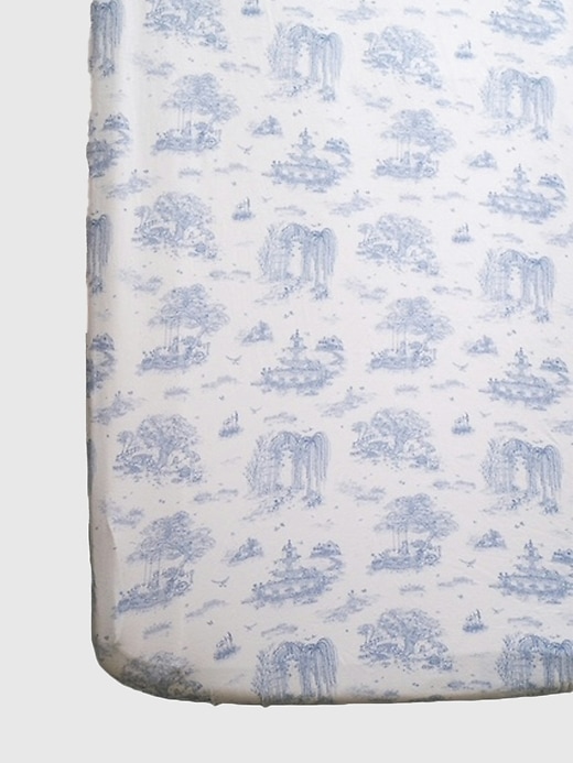 Image number 1 showing, The Gilded Bird Spring Toile Blue Fitted Crib Sheet