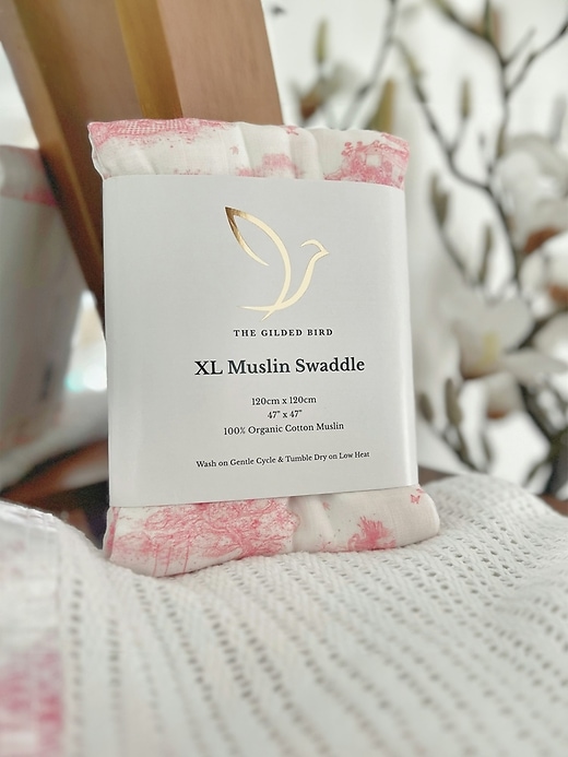 Image number 4 showing, The Gilded Bird Spring Toile Organic Cotton Muslin Swaddle