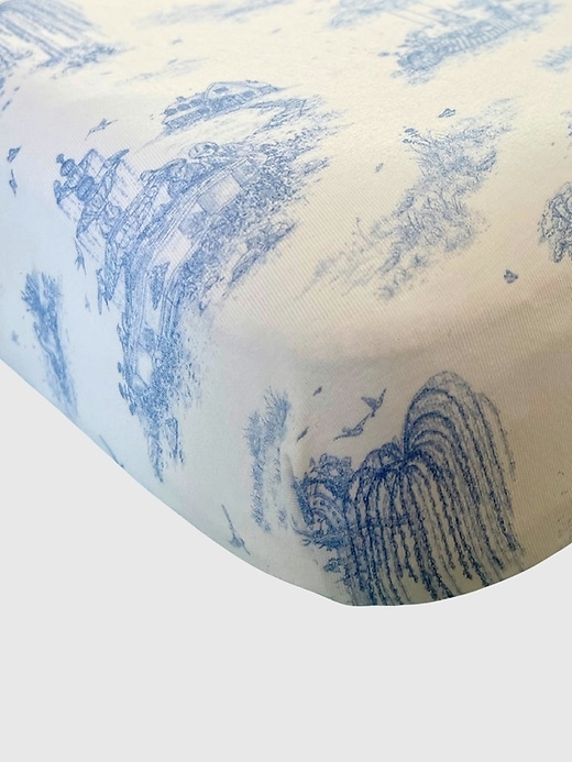 Image number 6 showing, The Gilded Bird Spring Toile Blue Fitted Crib Sheet