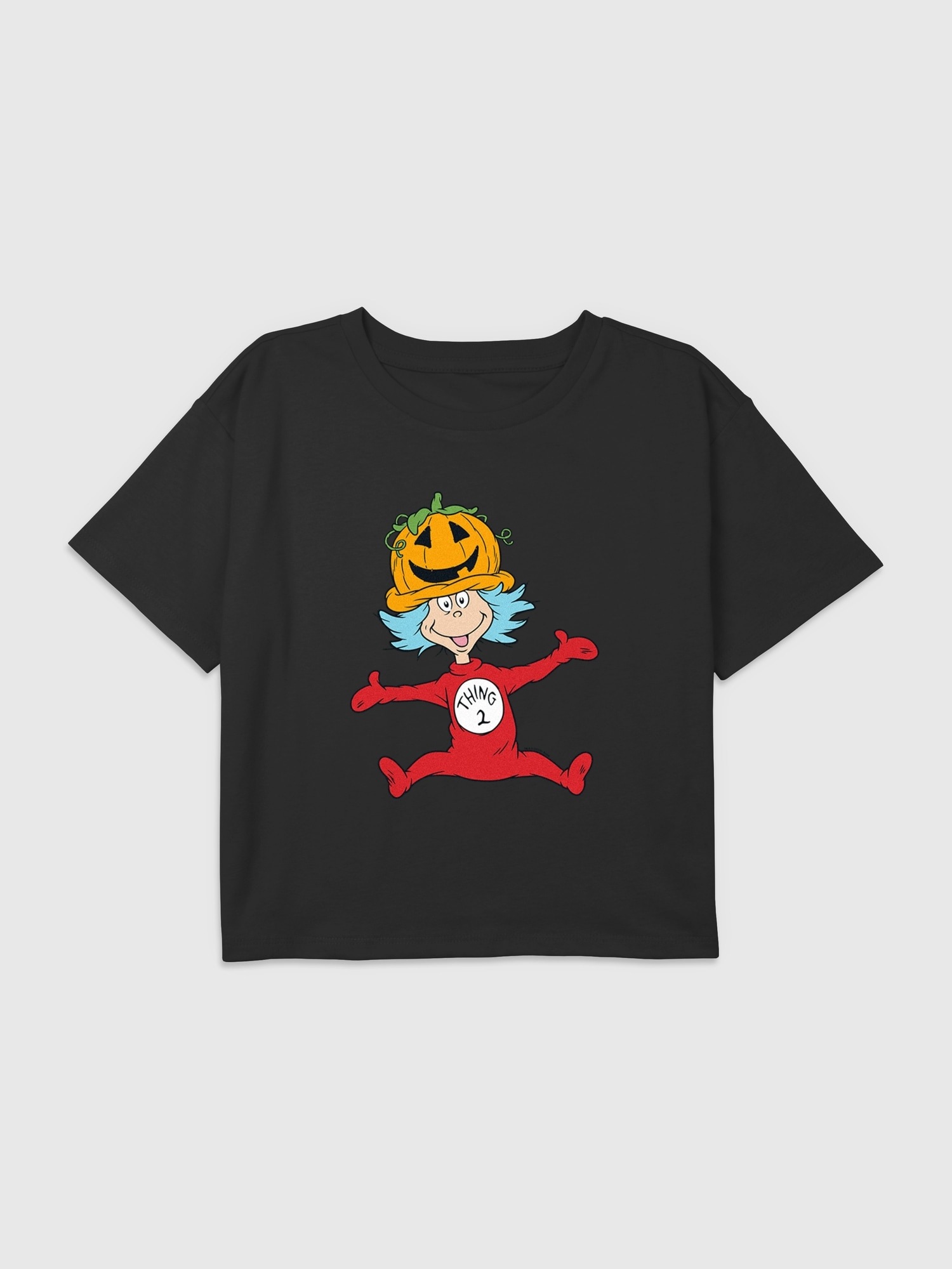 Kids Dr. Seuss Pumpkin Hat Thing 2 Graphic Boxy Crop Tee