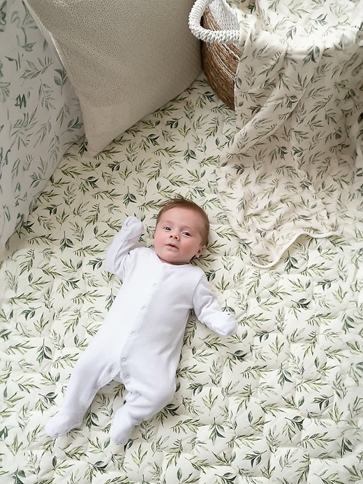 Image number 5 showing, The Gilded Bird Linen Leaves Green Quilted Playmat