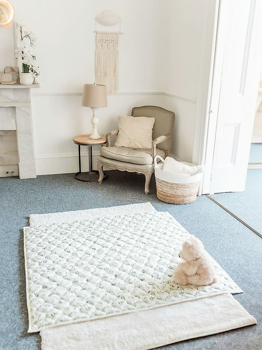 Image number 4 showing, The Gilded Bird Linen Leaves Green Quilted Playmat