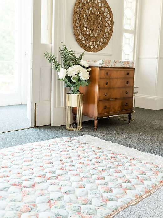 Image number 9 showing, The Gilded Bird Linen Leaves Green Quilted Playmat