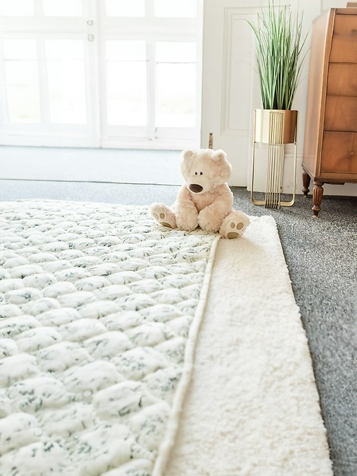 Image number 6 showing, The Gilded Bird Linen Leaves Green Quilted Playmat