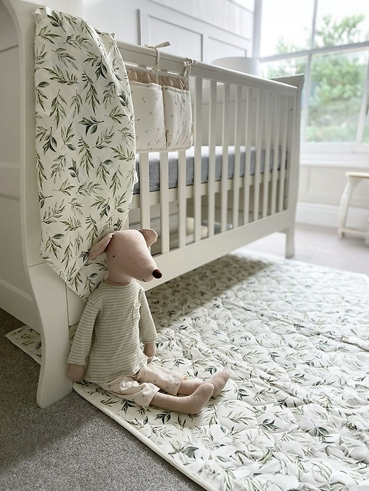 Image number 2 showing, The Gilded Bird Linen Leaves Green Quilted Playmat