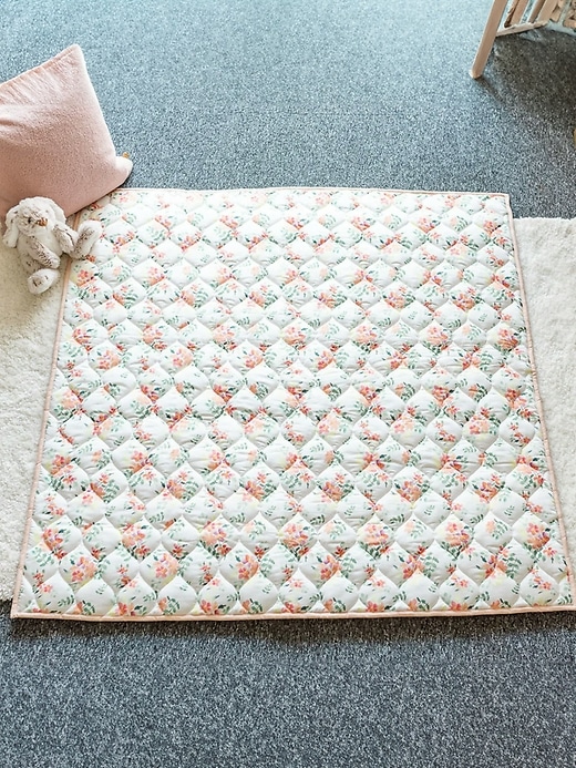 Image number 10 showing, The Gilded Bird Linen Leaves Green Quilted Playmat