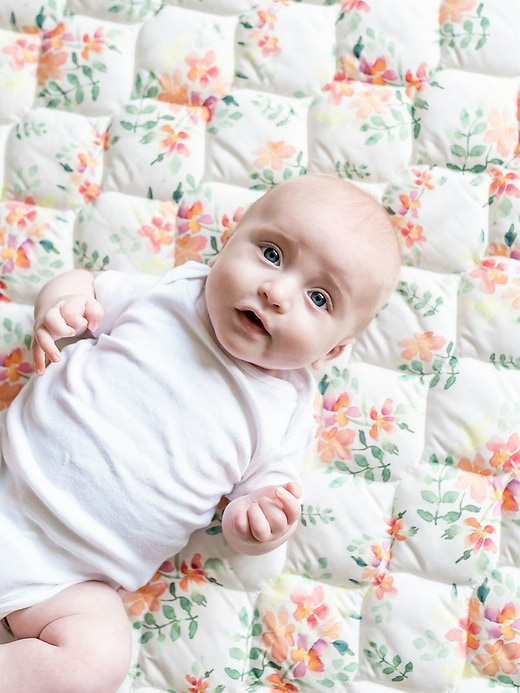 Image number 8 showing, The Gilded Bird Linen Leaves Green Quilted Playmat