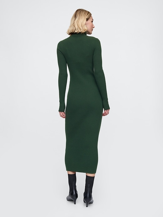 Image number 2 showing, Turtleneck Rib Midi Sweater Dress