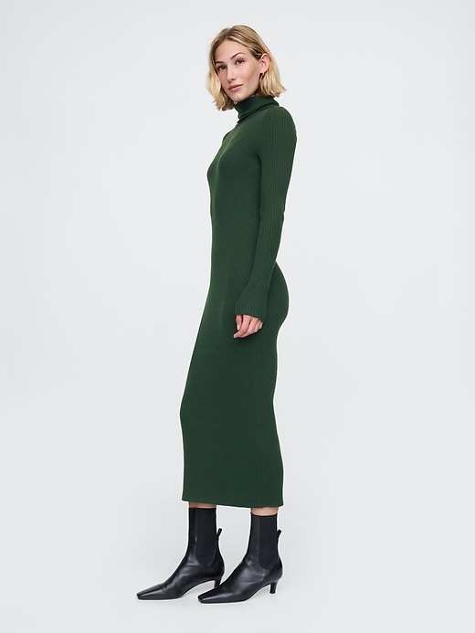 Image number 3 showing, Turtleneck Rib Midi Sweater Dress