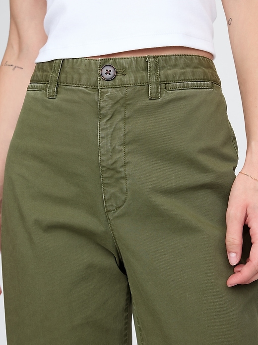 Image number 8 showing, High Rise Stride Wide-Leg Ankle Khakis