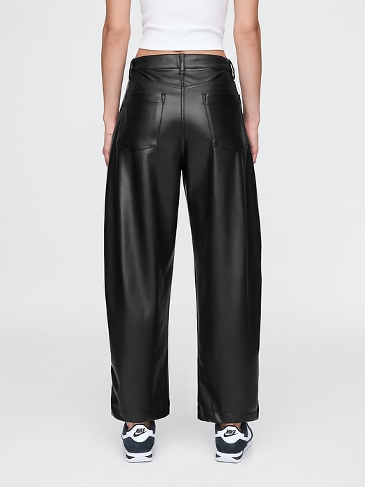 Image number 4 showing, Mid Rise Vegan Leather Barrel Pants