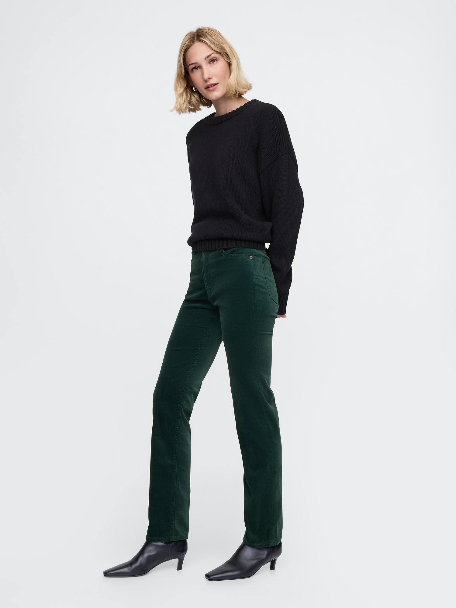 High Rise Velvet '90s Straight Pants