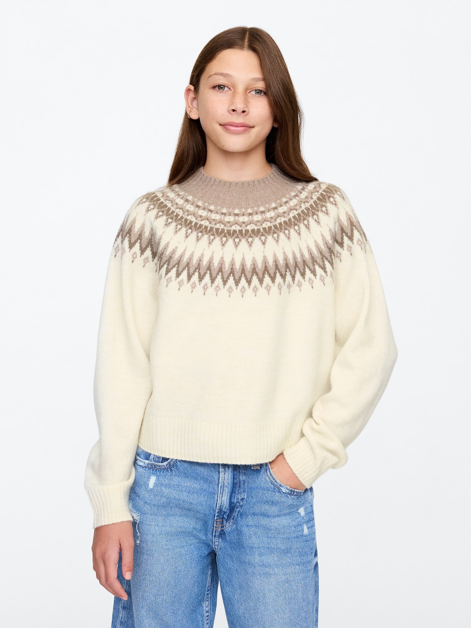 Kids Fair Isle Sweater - Gray