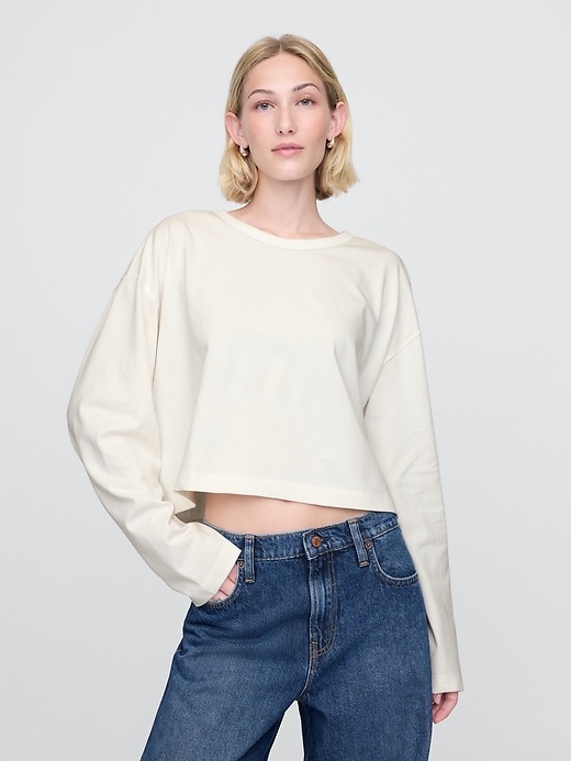 Image number 1 showing, Organic Cotton Vintage Cropped T-Shirt