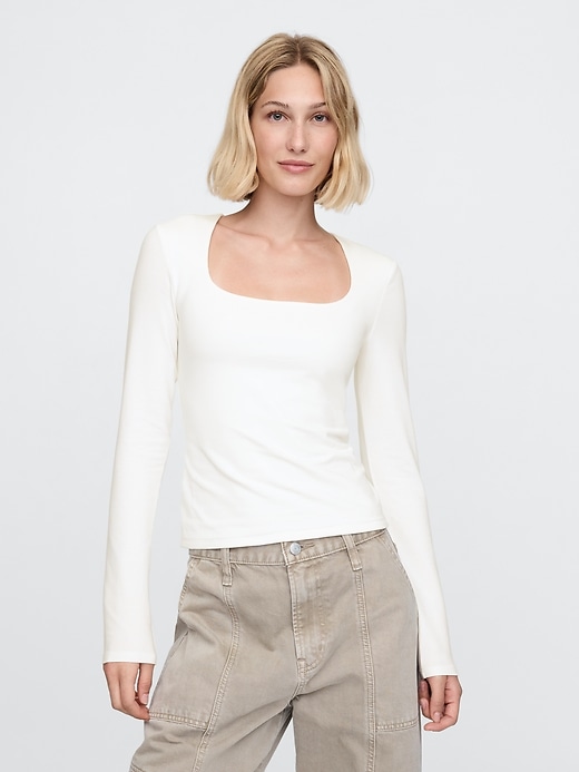 Image number 1 showing, CloseKnit Jersey Square-Neck Top