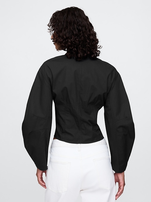 Image number 2 showing, Organic Cotton Barrel Sleeve Cropped Shirt