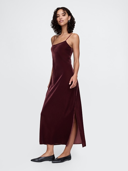 Image number 3 showing, Recycled Velvet Maxi Slip Dress