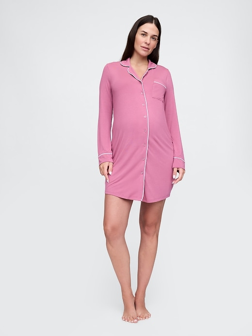 Image number 1 showing, Maternity Modal PJ Shirtdress