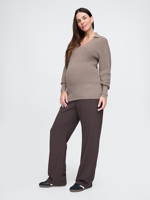 Image number 3 showing, Maternity CashSoft Polo Sweater