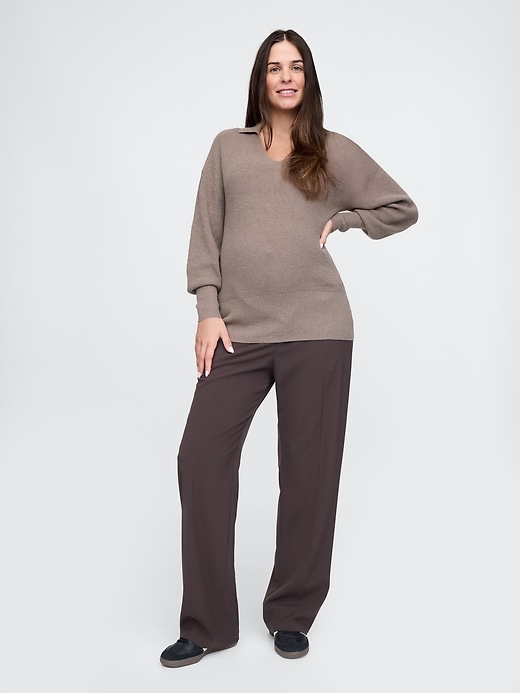 Image number 1 showing, Maternity CashSoft Polo Sweater