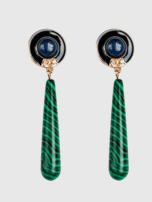 Image number 1 showing, St. Armands Lapis and Malachite Drop Earrings