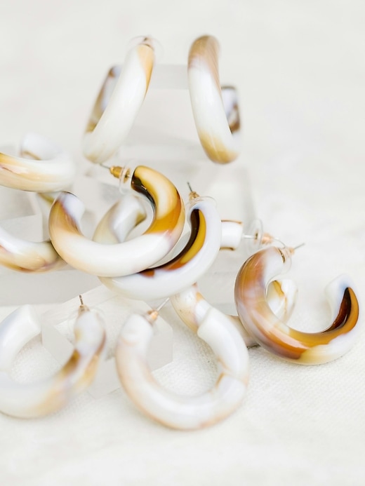 Image number 2 showing, St. Armands Latte Chunky Lucite Hoop Earrings