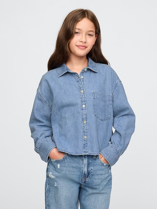 Image number 1 showing, Kids Oversized Denim Shirt