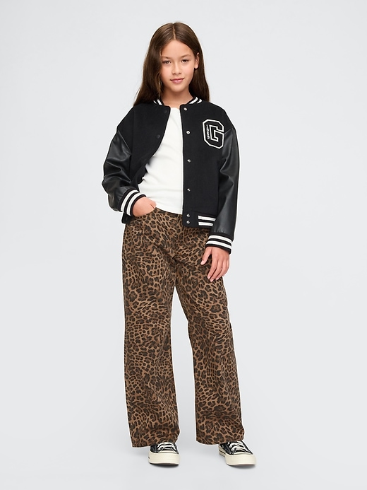 Image number 1 showing, Kids Low Rise Stride Wide-Leg Leopard Jeans