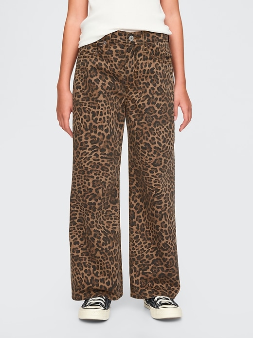 Image number 2 showing, Kids Low Rise Stride Wide-Leg Leopard Jeans