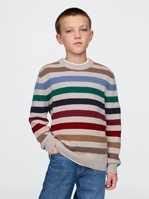 Image number 1 showing, Kids CashSoft Striped Crewneck Sweater