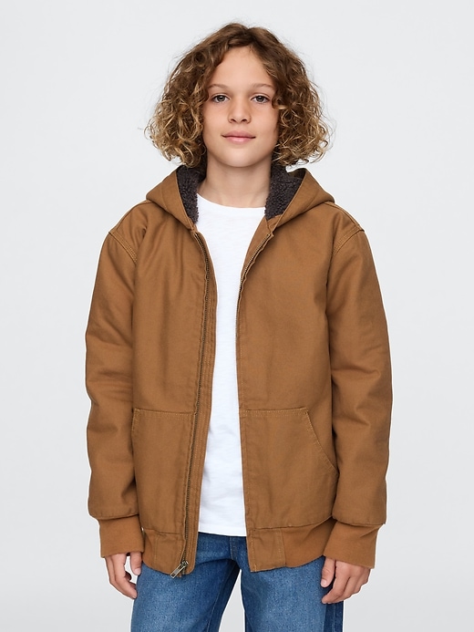 Image number 1 showing, Kids Cozy Canvas Bomber Jacket