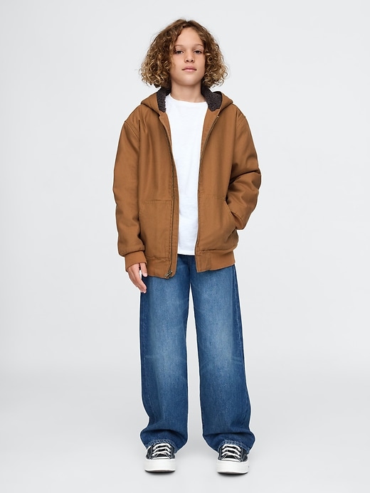 Image number 3 showing, Kids Cozy Canvas Bomber Jacket