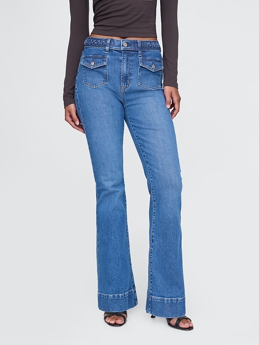 Image number 2 showing, High Rise Braided &#39;70s Flare Jeans