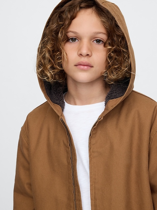 Image number 4 showing, Kids Cozy Canvas Bomber Jacket