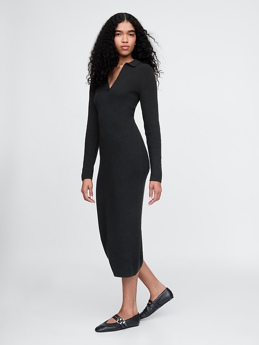 Image number 3 showing, CashSoft Rib Midi Polo Sweater Dress