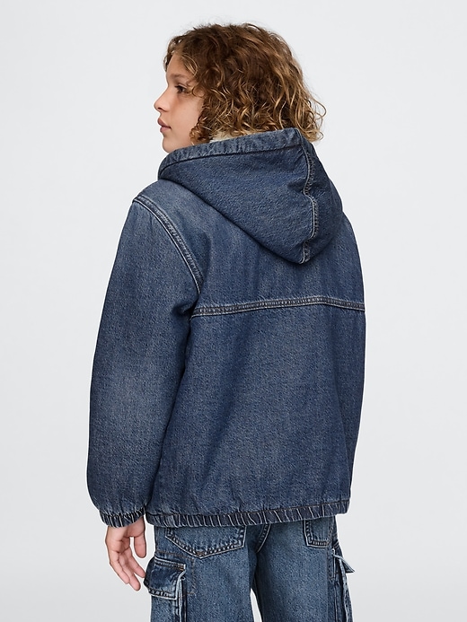 Image number 2 showing, Kids Cozy Denim Hooded Jacket