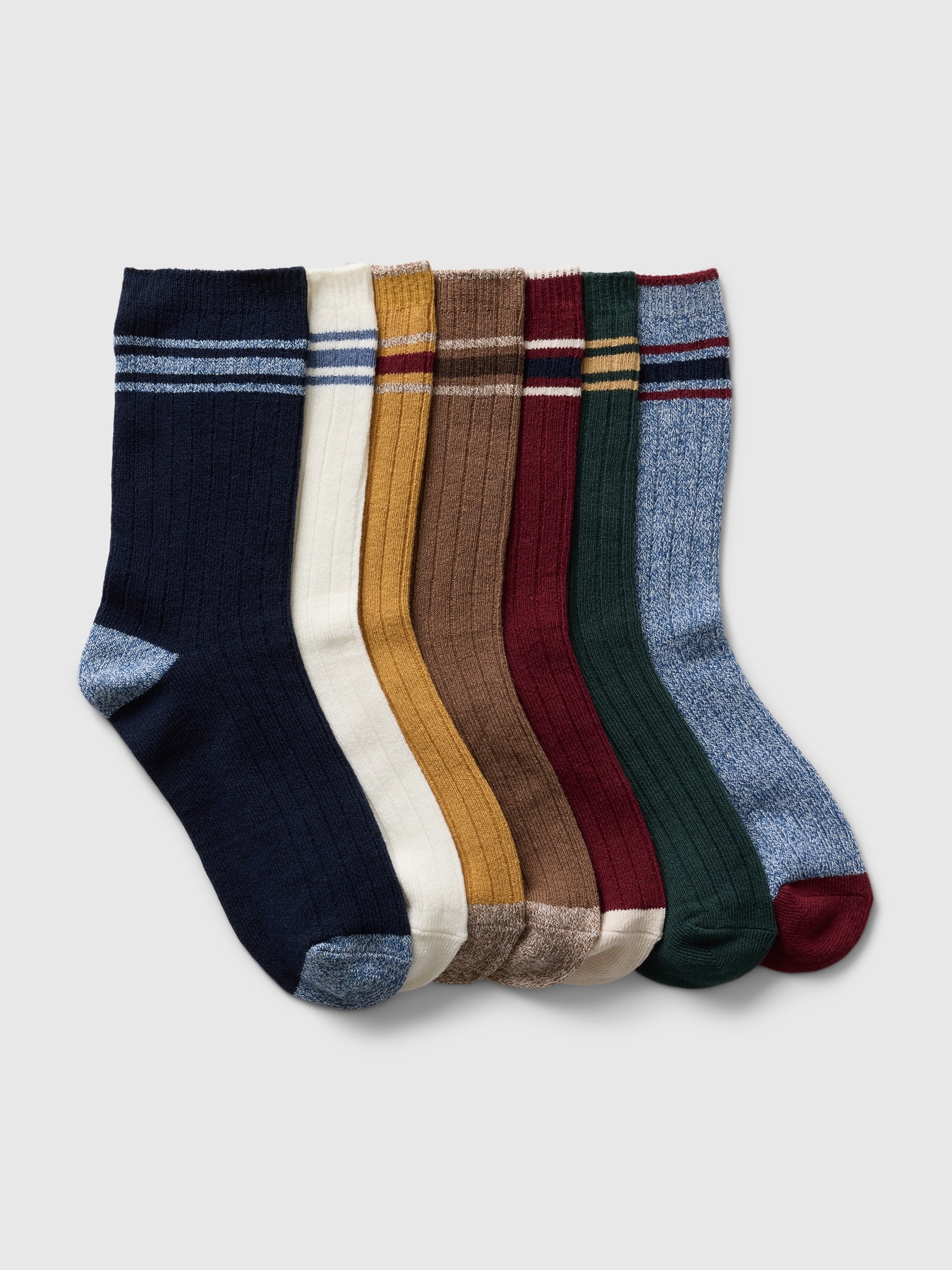 Kids Marled Rib Crew Socks (7-Pack)