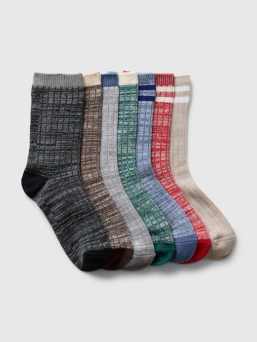 View large product image 1 of 1. Kids Marled Rib Crew Socks (7-Pack)