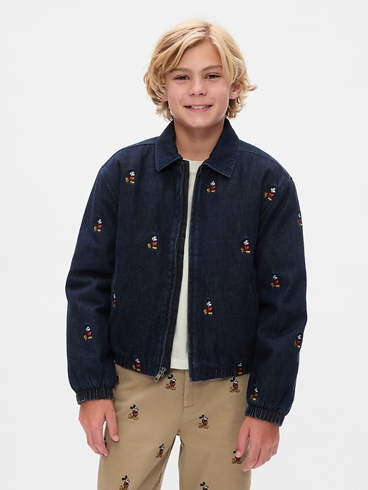 Image number 1 showing, Gap × Disney Kids Embroidered Denim Bomber Jacket