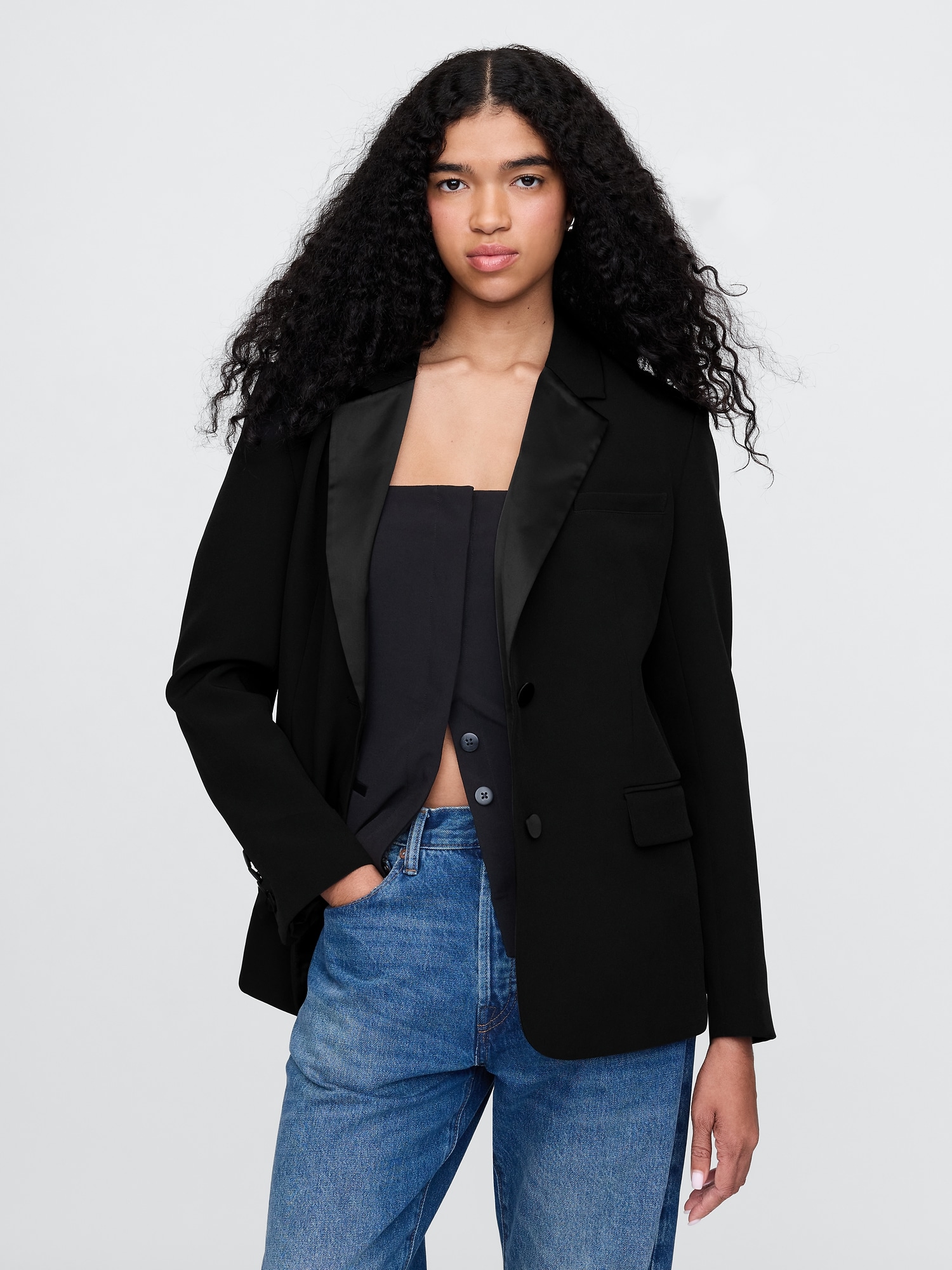 BiStretch Satin-Trim Blazer