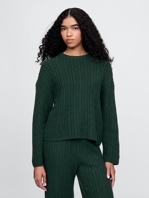 Image number 1 showing, CashSoft Cable-Knit Sweater