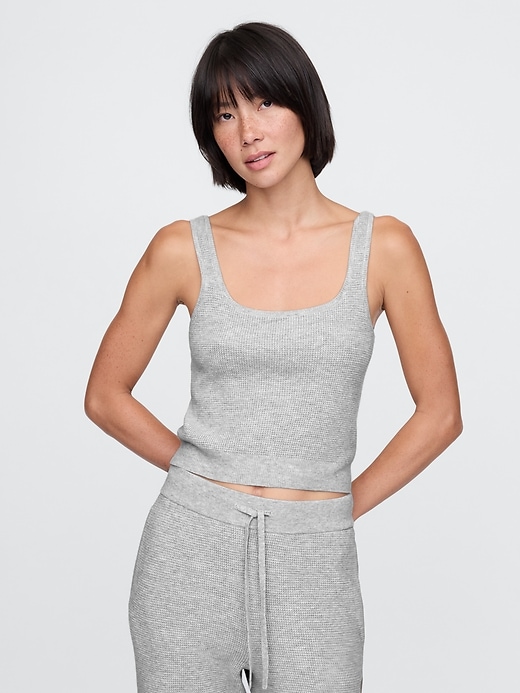 Image number 1 showing, CashSoft Waffle PJ Cropped Tank Top