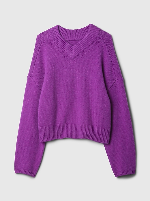 Image number 5 showing, CashSoft Cropped High V-Neck Sweater