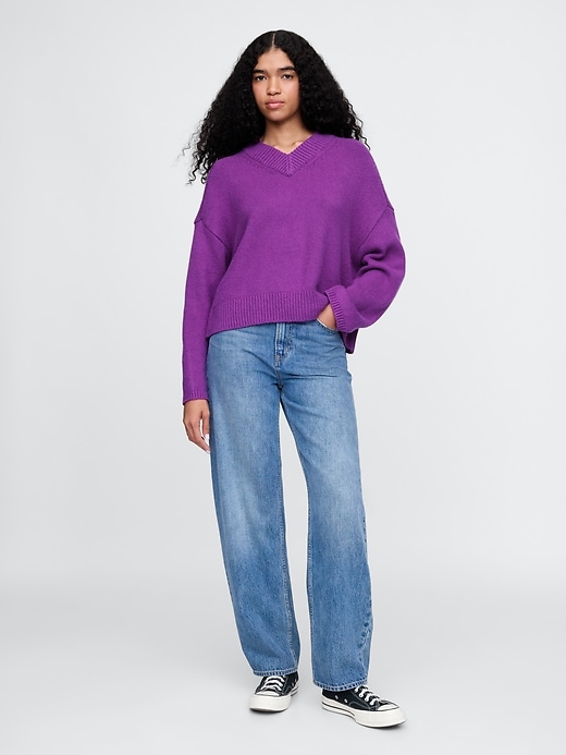 Image number 3 showing, CashSoft Oversized V-Neck Sweater