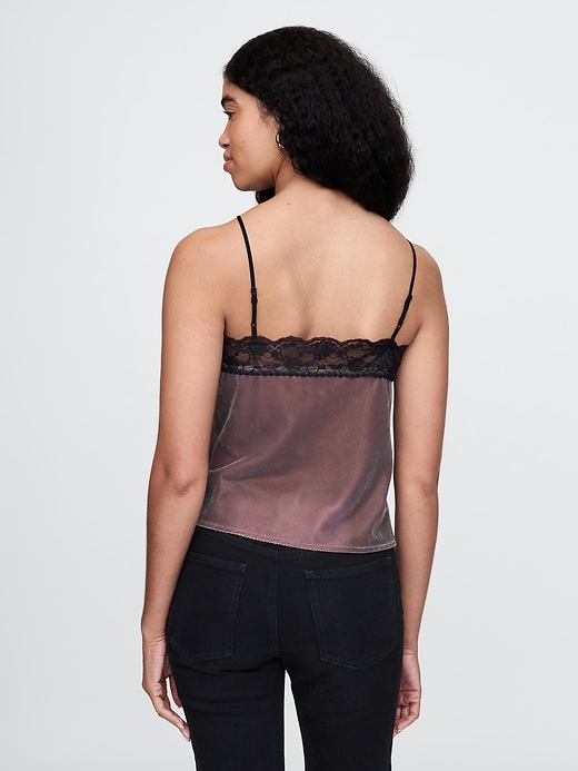 Image number 2 showing, Recycled Velvet Lace-Trim Cami